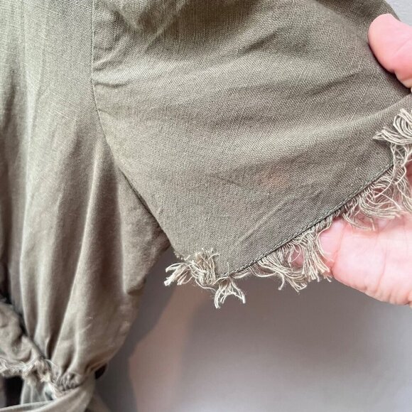 NEW Tularosa Revolve‎ Green Faux Wrap Linen Blend Dress- Size s - Picture 2 of 7